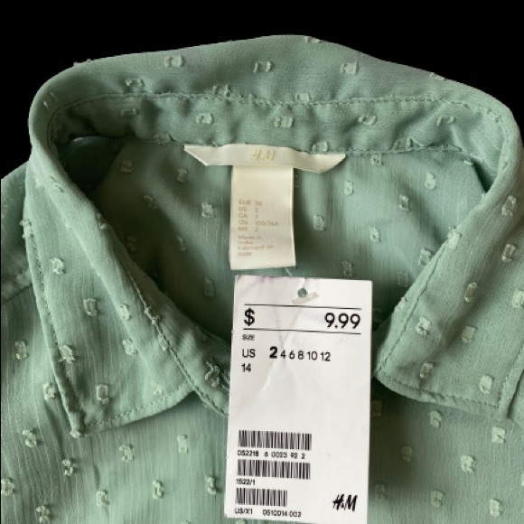 H&M Sheer Sleeveless Collared Blouse- Size 2 - Picture 4 of 4